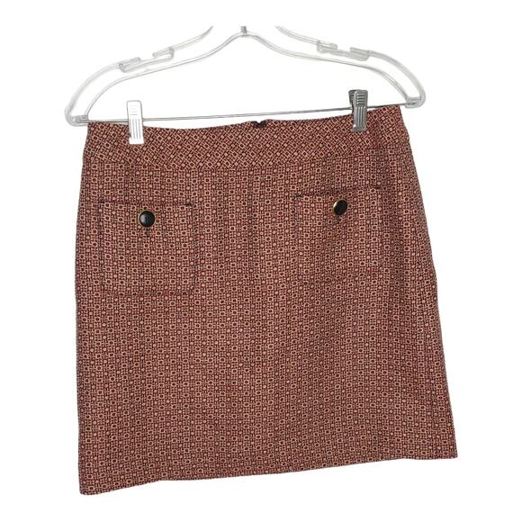 LOFT Dresses & Skirts - Loft Tweed Wool Skirt Red Geometric Pockets Lined Winter Fall Women 4